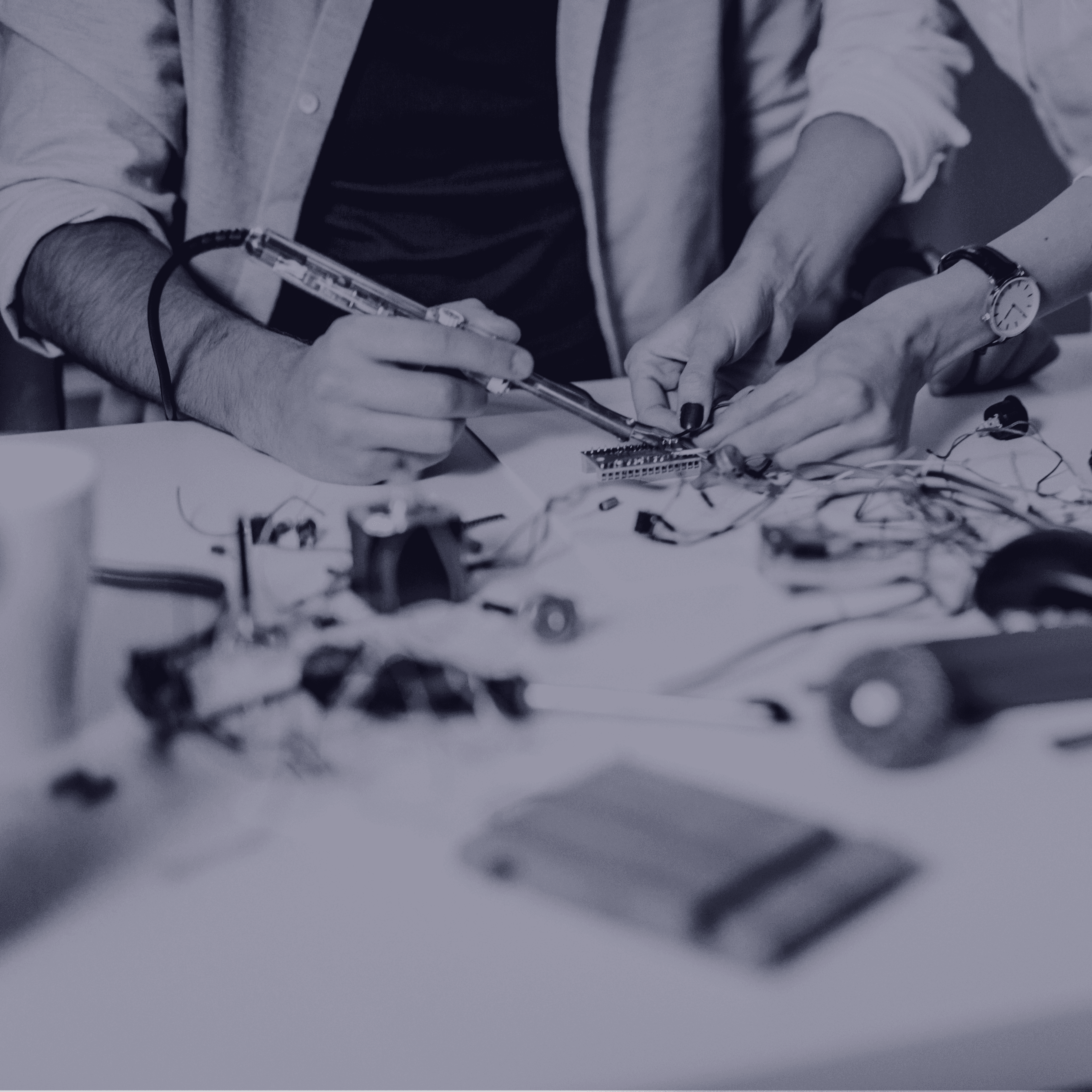 A team exploring ideas and building a prototype